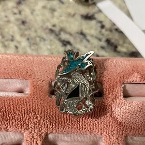 Silver and Black Women's Ring